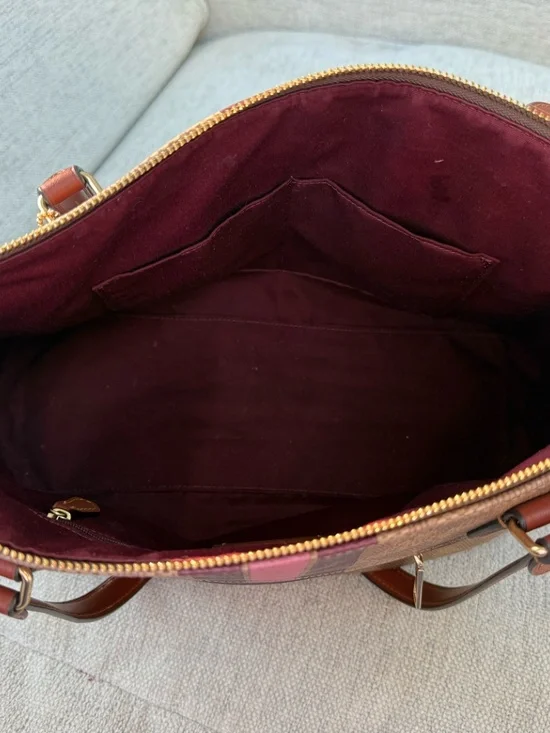 Coach Gallery Tote Bag Signature Canvas Stripe Print CBM18 Gold/Tan Multi - Picture 5 of 7